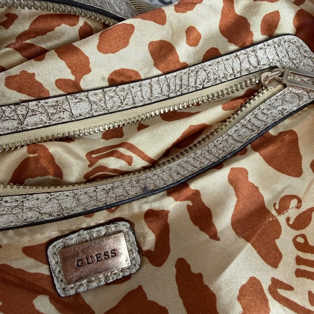 GUESS Brown Canvas Logo Tote with Contrast Trim - Picture 7 of 7